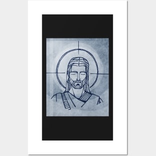 Jesus Christ pencil and ink illustratioin Posters and Art